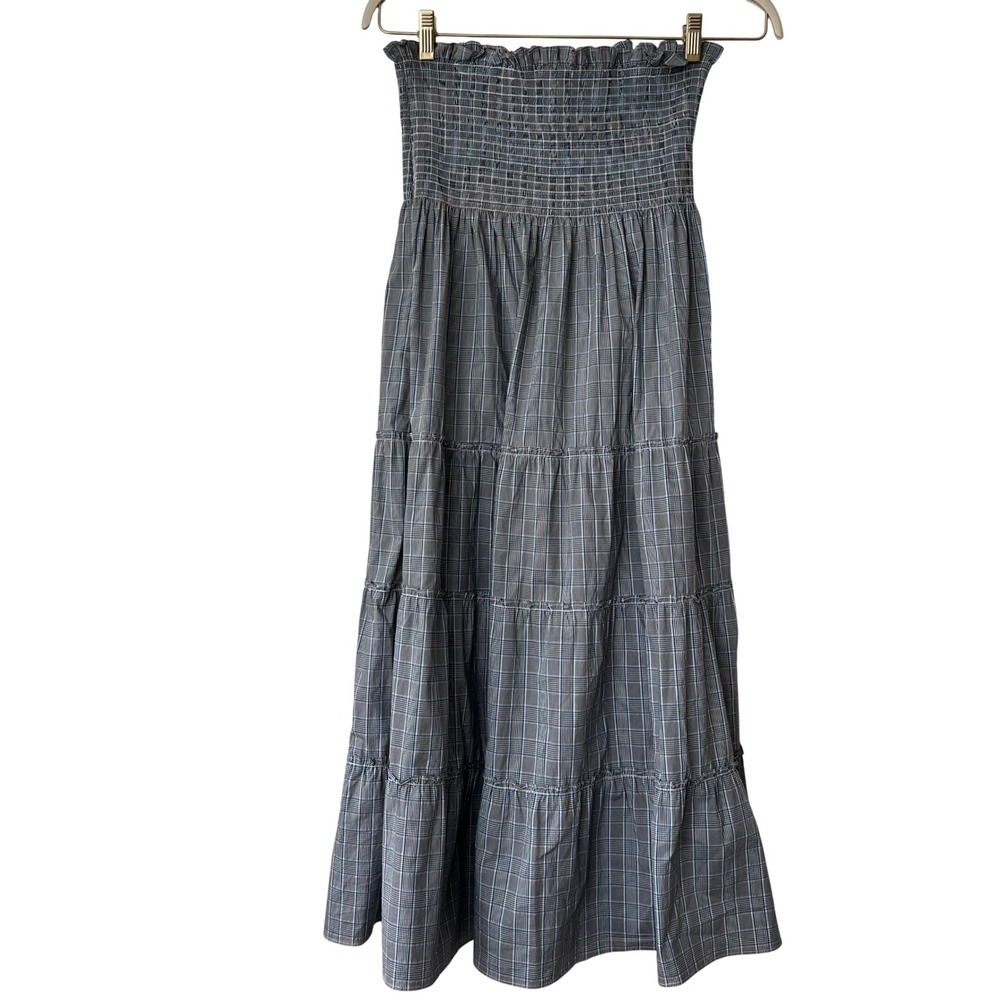 Hill House Plaid Smocked Strapless Dress Small Tiered Cottagecore Garden